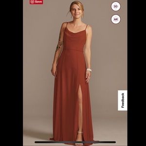 David’s Bridal db studio Cowl Neck Chiffon Bridesmaid Dress with Slit